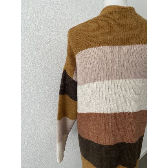 Dreamers Cardigan Sweater Striped Multicolor Open Front Stretch Knit - Picture 8 of 10